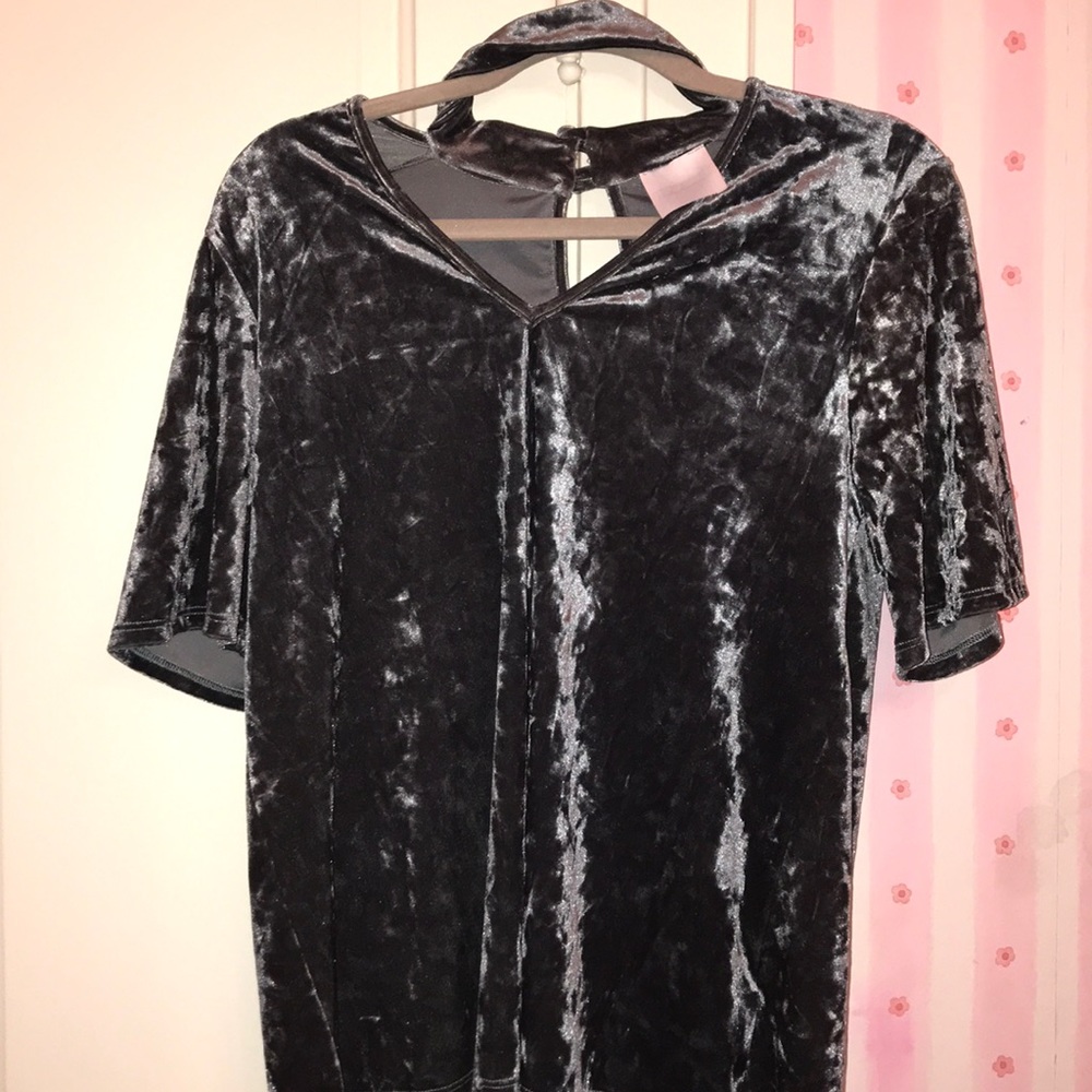 Grey Velvet Top
